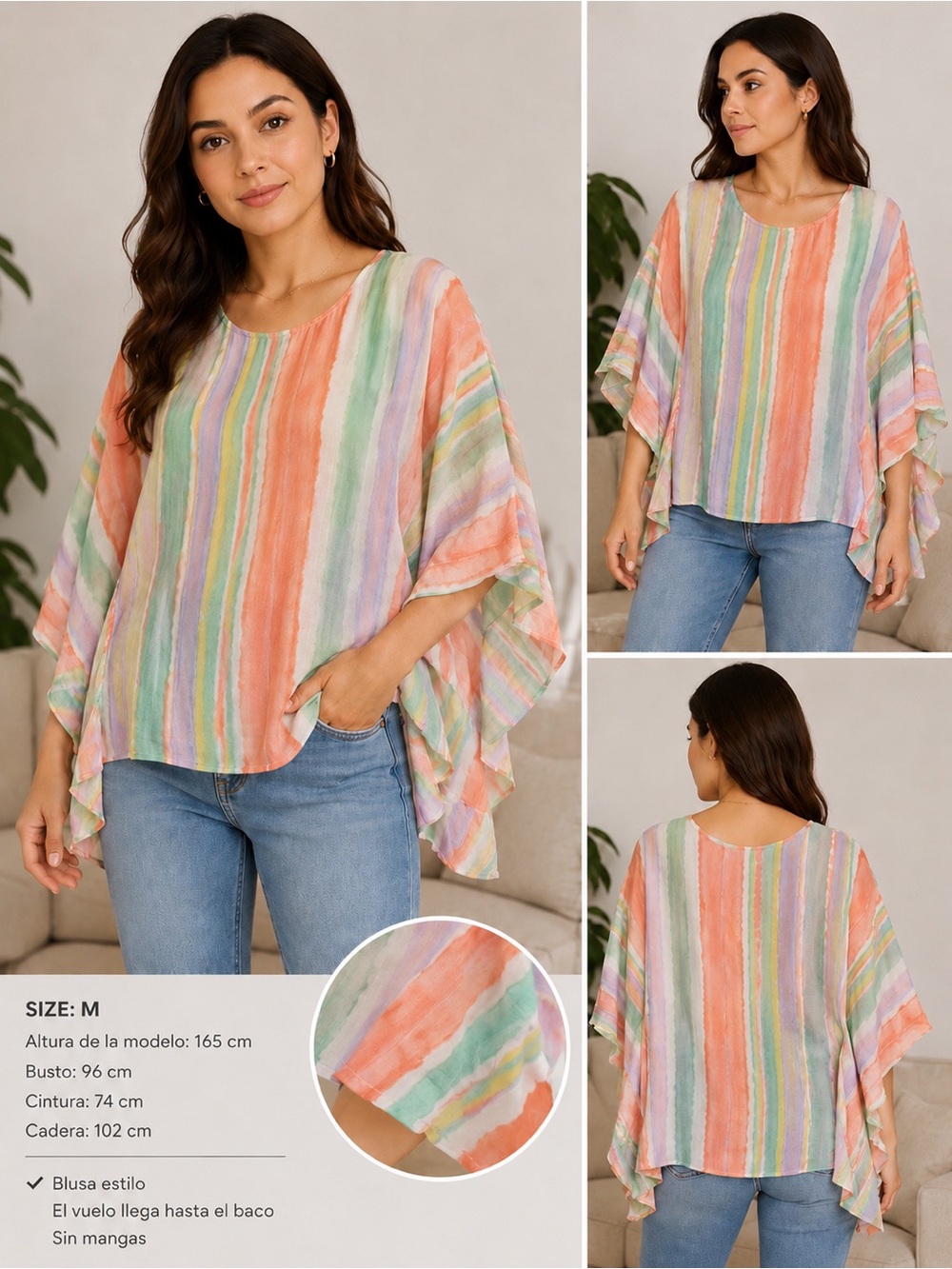 Forever 21 Pastel Striped Flutter Sleeve Blouse - Coral, Mint, Lavender, Yellow